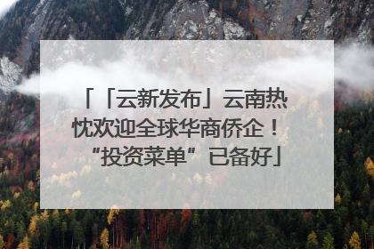 「云新发布」云南热忱欢迎全球华商侨企！“投资菜单”已备好