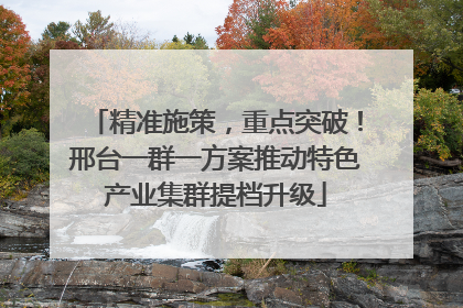 精准施策，重点突破！邢台一群一方案推动特色产业集群提档升级