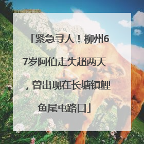 紧急寻人！柳州67岁阿伯走失超两天，曾出现在长塘镇鲤鱼尾屯路口