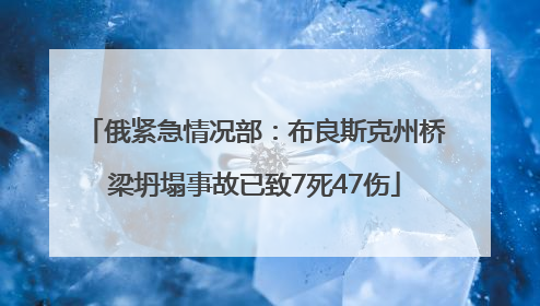 俄紧急情况部：布良斯克州桥梁坍塌事故已致7死47伤