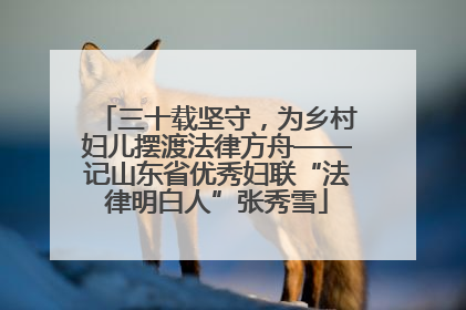 三十载坚守，为乡村妇儿摆渡法律方舟——记山东省优秀妇联“法律明白人”张秀雪