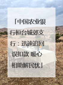 中国农业银行桓台城郊支行：迅速追回误扣款 暖心相助解民忧