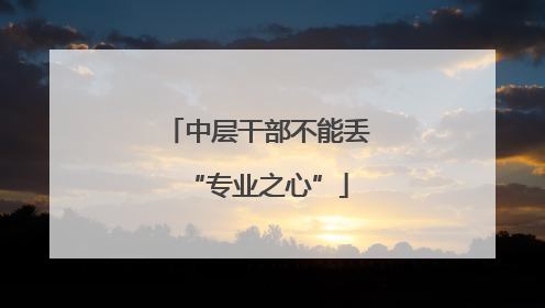 中层干部不能丢“专业之心”