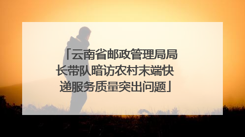 云南省邮政管理局局长带队暗访农村末端快递服务质量突出问题