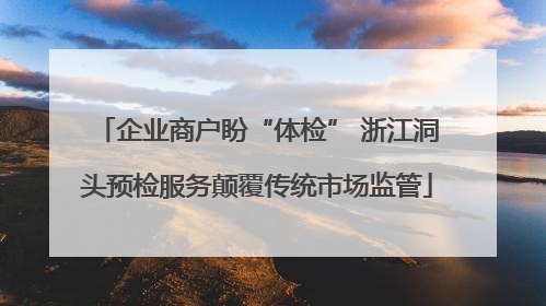 企业商户盼“体检” 浙江洞头预检服务颠覆传统市场监管