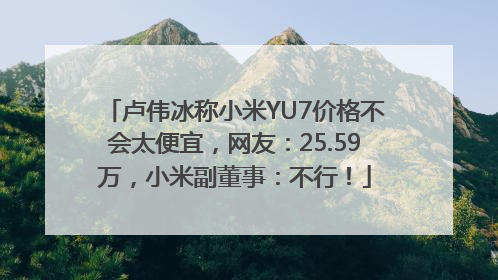 卢伟冰称小米YU7价格不会太便宜，网友：25.59万，小米副董事：不行！