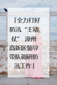 全力打好防汛“主动仗” 漳州高新区领导带队调研防汛工作