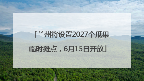 兰州将设置2027个瓜果临时摊点，6月15日开放