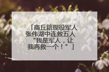 商丘籍现役军人张伟湖中连救五人 “我是军人，让我再救一个！”