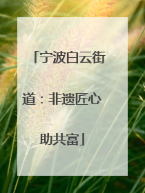 宁波白云街道：非遗匠心助共富