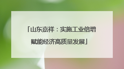 山东嘉祥：实施工业倍增 赋能经济高质量发展