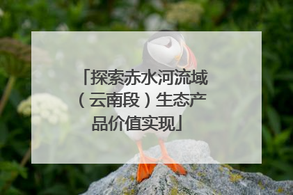探索赤水河流域（云南段）生态产品价值实现