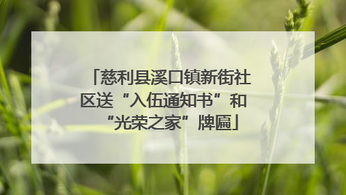 慈利县溪口镇新街社区送“入伍通知书”和“光荣之家”牌匾