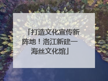 打造文化宣传新阵地！洛江新建一海丝文化馆