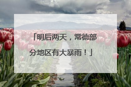 明后两天，常德部分地区有大暴雨！