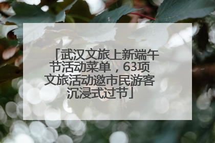 武汉文旅上新端午节活动菜单，63项文旅活动邀市民游客沉浸式过节