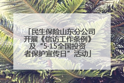 民生保险山东分公司开展《信访工作条例》及“5·15全国投资者保护宣传日”活动