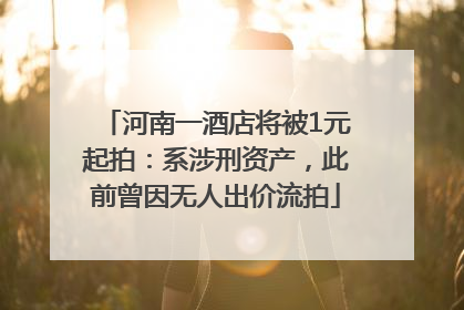 河南一酒店将被1元起拍：系涉刑资产，此前曾因无人出价流拍