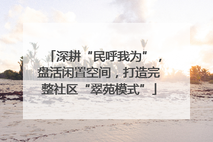 深耕“民呼我为”，盘活闲置空间，打造完整社区“翠苑模式”