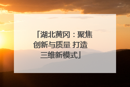 湖北黄冈：聚焦创新与质量 打造三维新模式