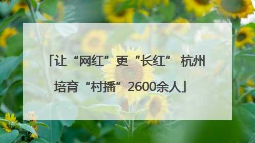 让“网红”更“长红” 杭州培育“村播”2600余人