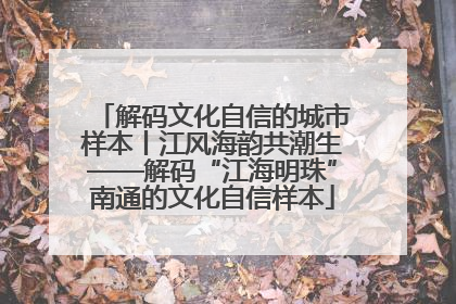 解码文化自信的城市样本丨江风海韵共潮生——解码“江海明珠”南通的文化自信样本