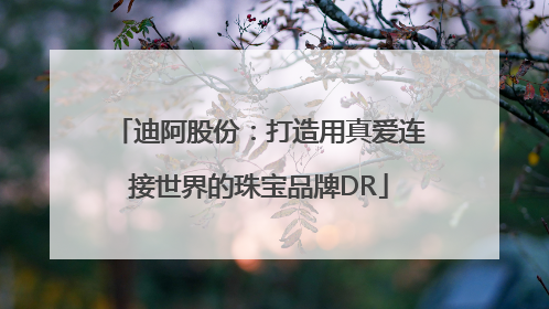 迪阿股份：打造用真爱连接世界的珠宝品牌DR