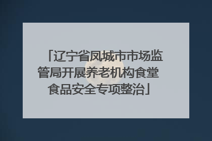 辽宁省凤城市市场监管局开展养老机构食堂食品安全专项整治