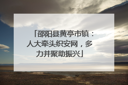 邵阳县黄亭市镇：人大牵头织安网，多力并聚助振兴