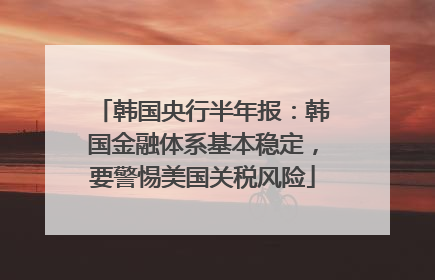 韩国央行半年报：韩国金融体系基本稳定，要警惕美国关税风险