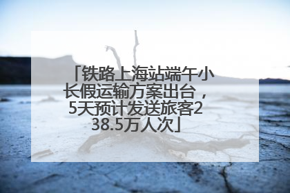 铁路上海站端午小长假运输方案出台，5天预计发送旅客238.5万人次