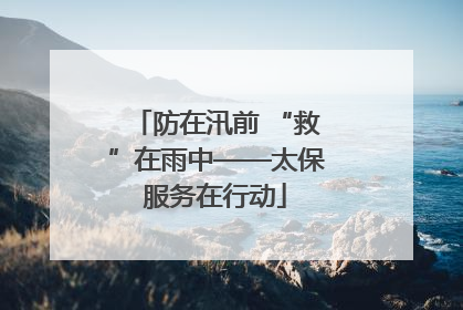 防在汛前 “救”在雨中——太保服务在行动