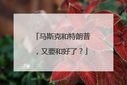 马斯克和特朗普，又要和好了？