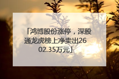 鸿博股份涨停，深股通龙虎榜上净卖出2602.35万元