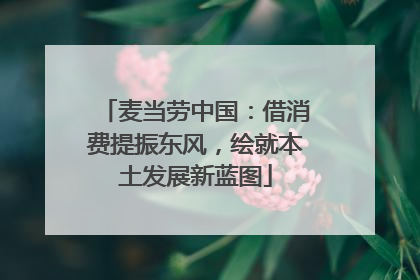 麦当劳中国：借消费提振东风，绘就本土发展新蓝图