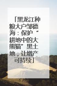 黑龙江种粮大户邹德海：保护“耕地中的大熊猫”黑土地，让增产可持续