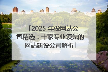2025 年做网站公司精选：十家专业领先的网站建设公司解析