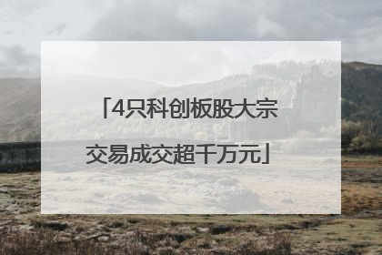 4只科创板股大宗交易成交超千万元